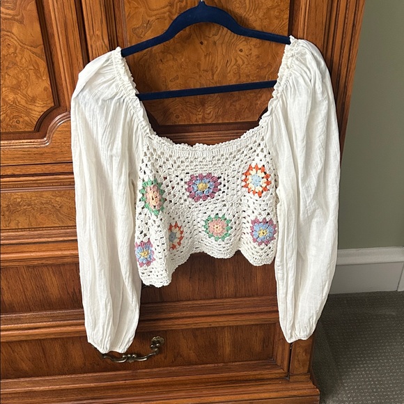 Aerie Crochet Blouse with Multicolor Accents - Picture 2 of 3